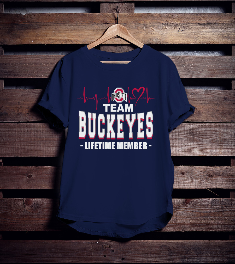 Ohio State Team Buckeyes Lifetime Member Heartbeat T-Shirt