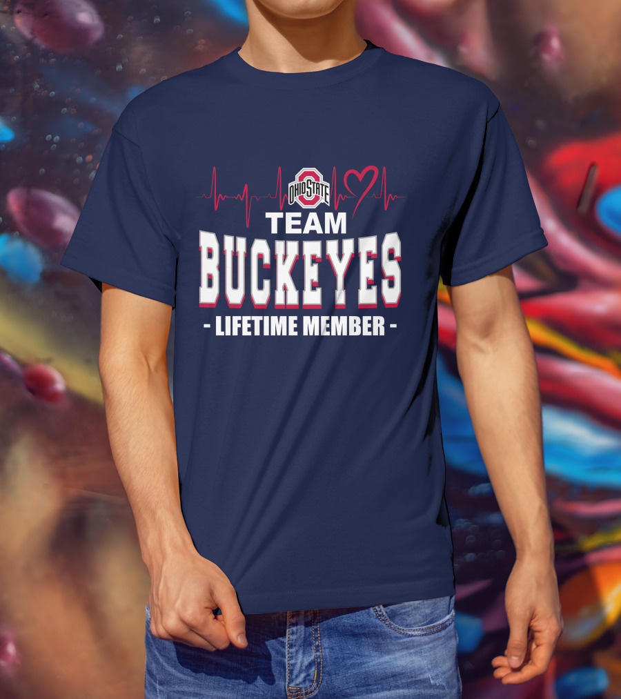 Ohio State Team Buckeyes Lifetime Member Heartbeat T-Shirt