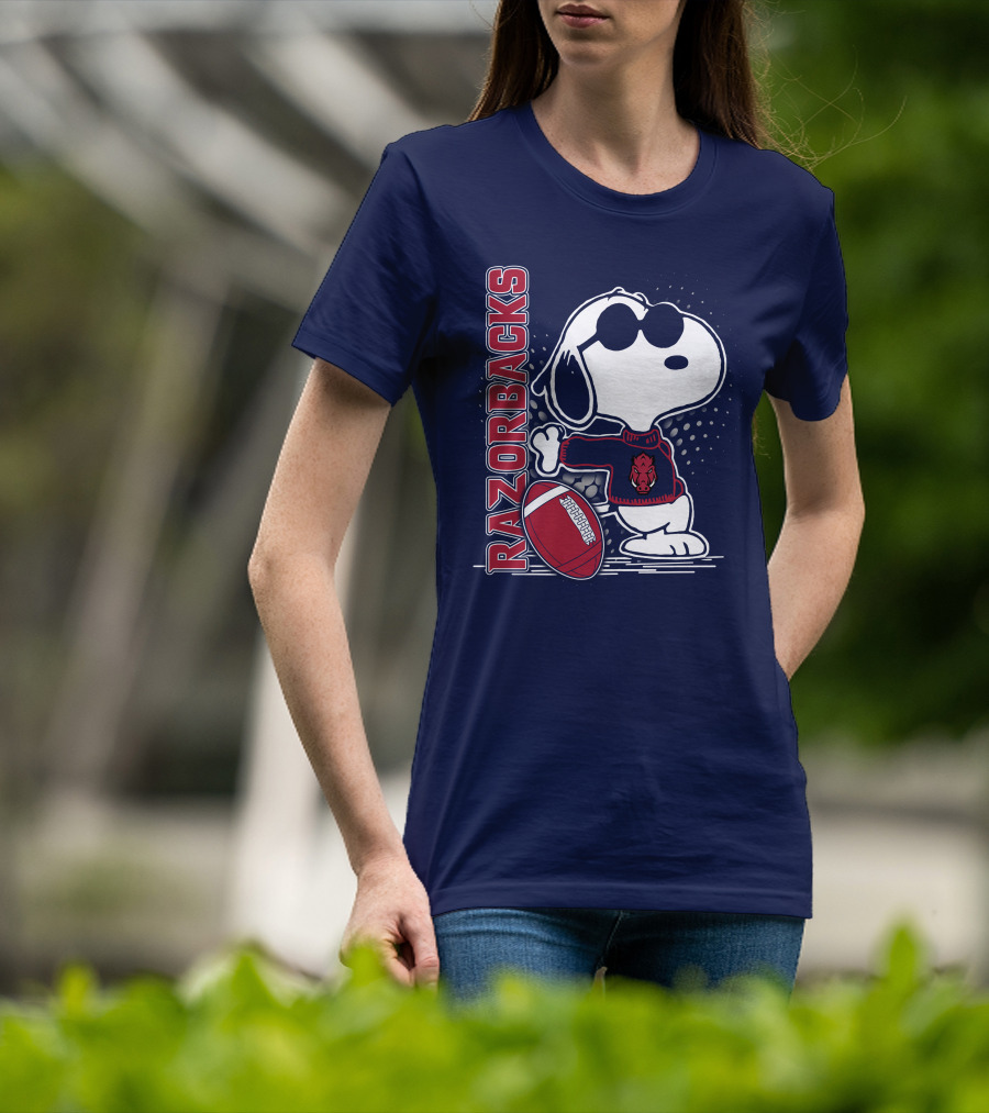 Razorbacks Snoopy Football T-Shirt