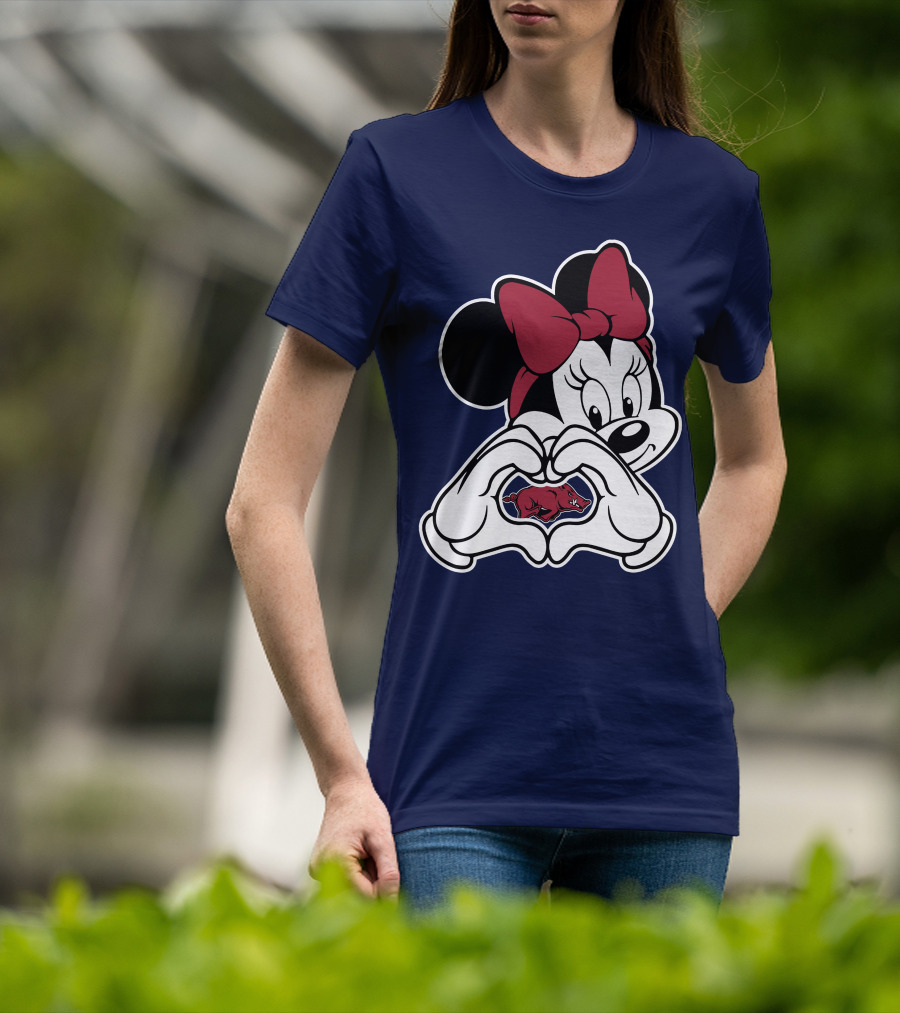 Arkansas Razorbacks Mickey Mouse Heart Hands T-Shirt