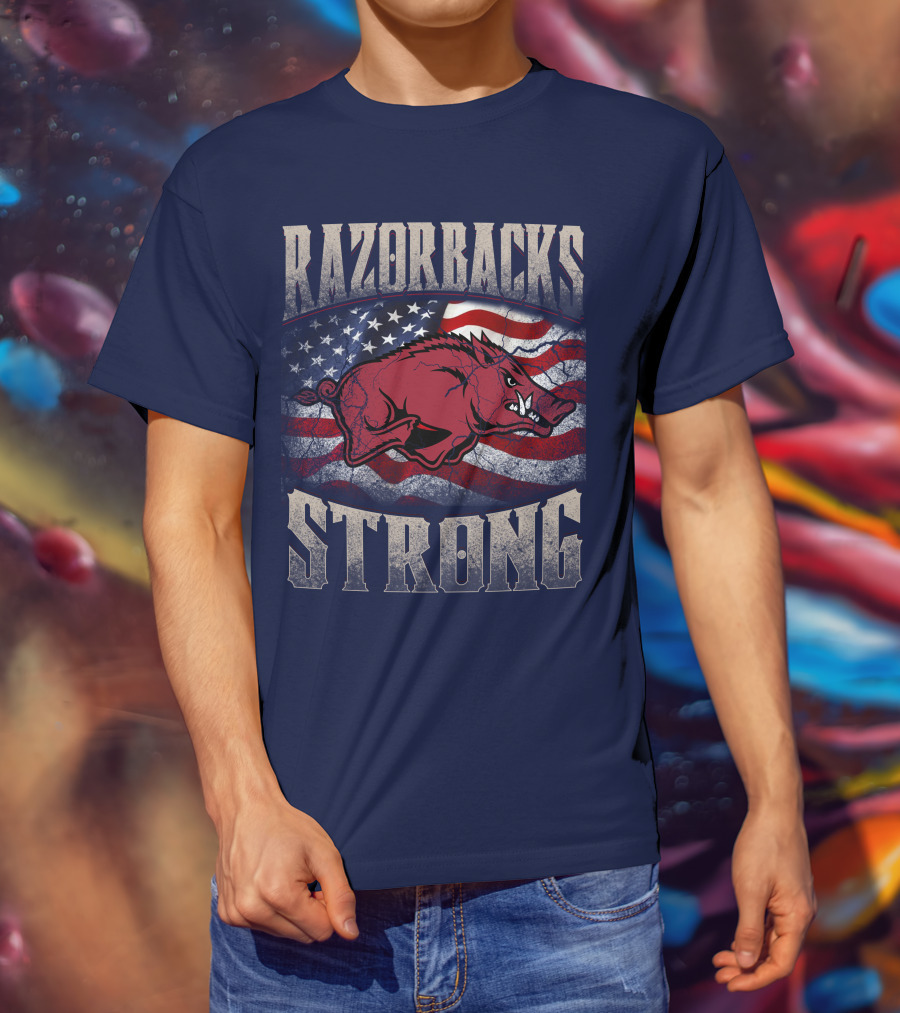 Razorbacks Strong American Flag T-Shirt