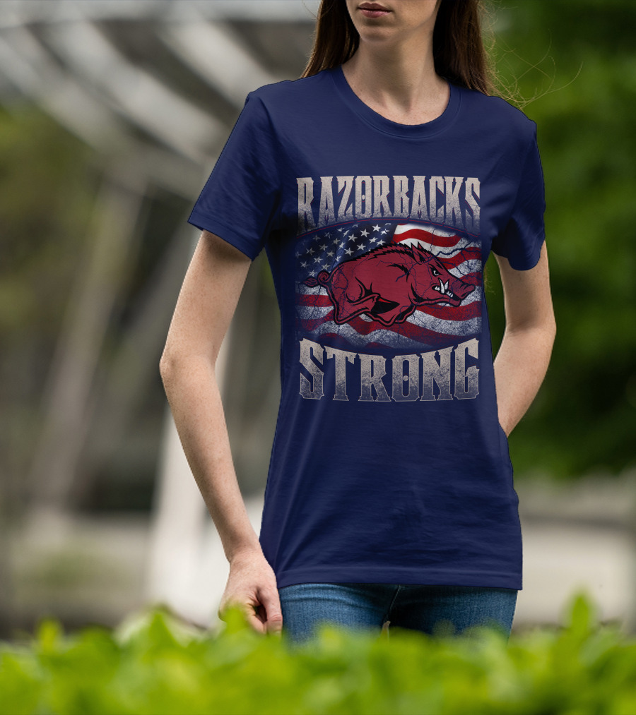 Razorbacks Strong American Flag T-Shirt