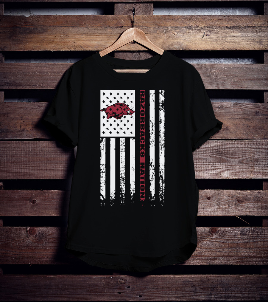 Arkansas Razorbacks Nation Flag Usa T-Shirt