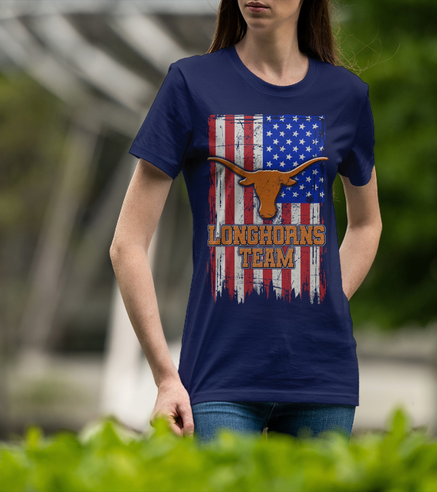 Longhorns Team American Flag T-Shirt