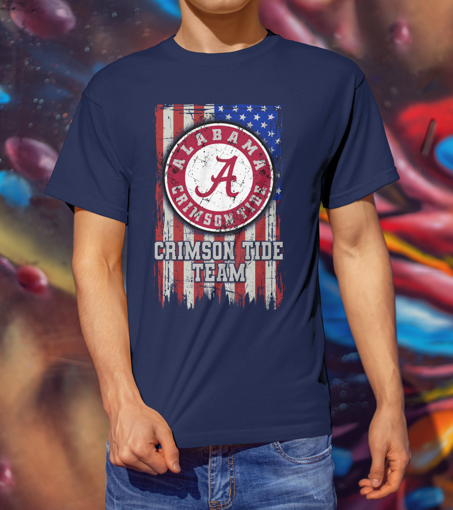 Alabama Crimson Tide Team Flag Usa T-Shirt