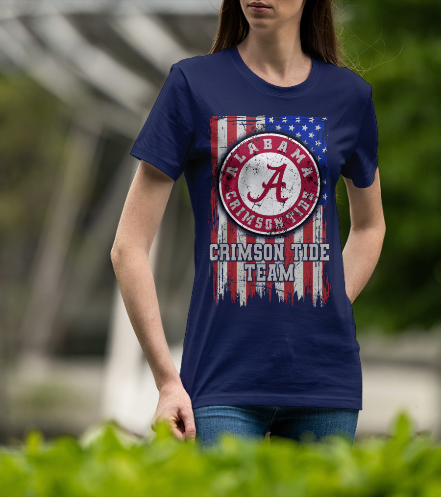 Alabama Crimson Tide Team Flag Usa T-Shirt