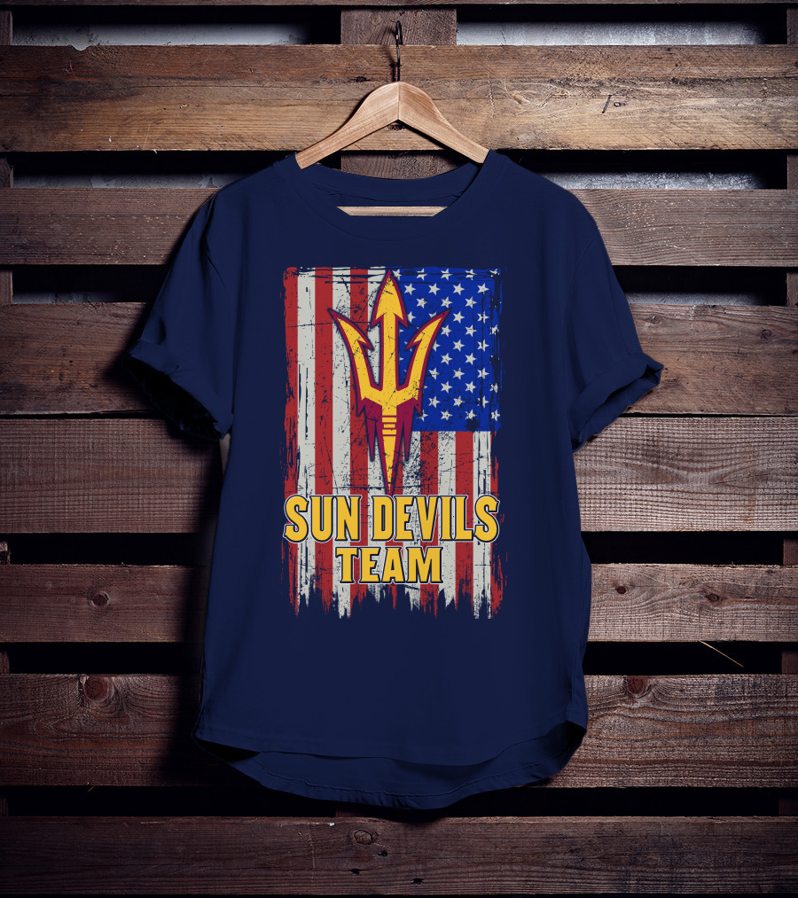 Sun Devils Team Arizona State American Flag Trident T-Shirt
