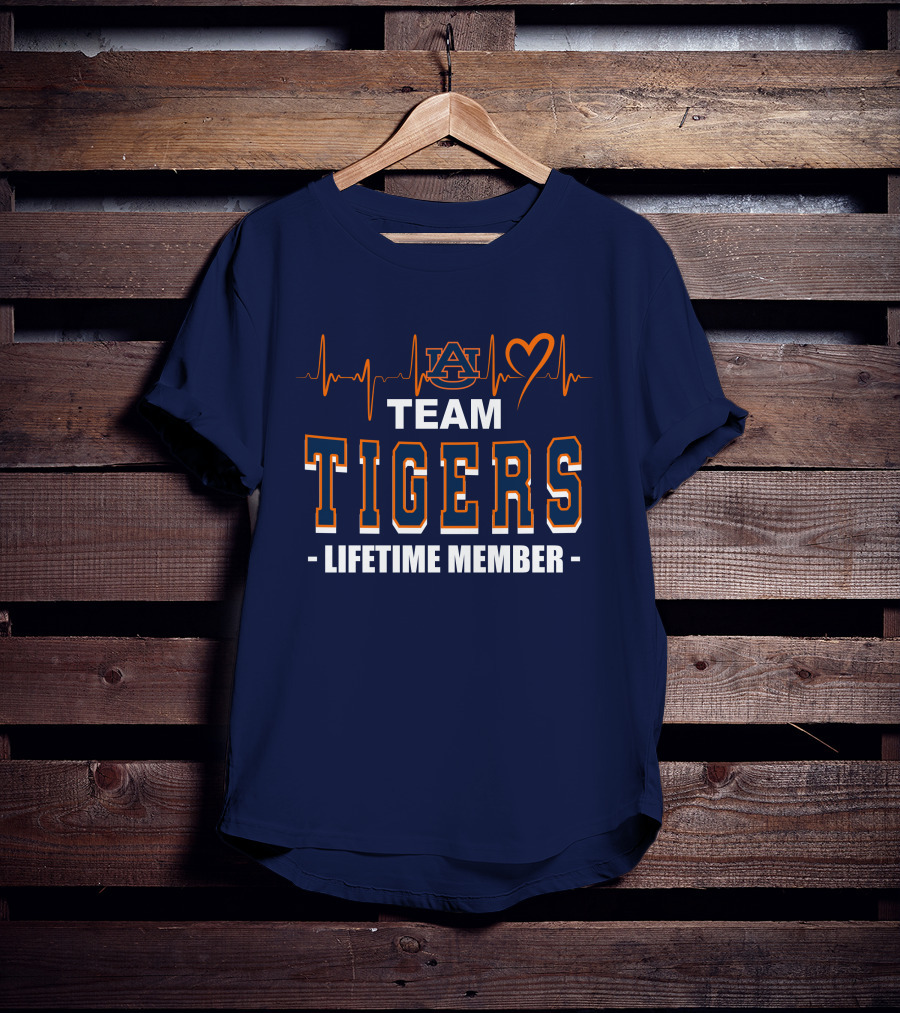 Team Tigers Lifetime Member Auburn Heartbeat T-Shirt