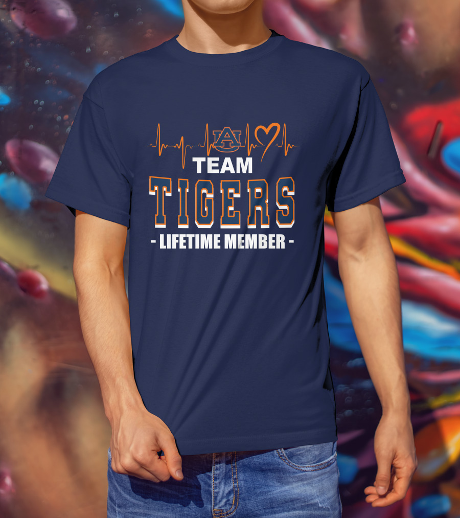 Team Tigers Lifetime Member Auburn Heartbeat T-Shirt