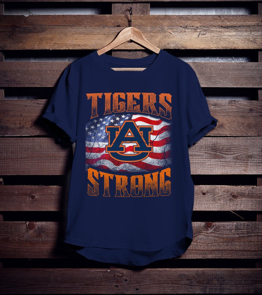 Auburn Tigers Strong American Flag T-Shirt