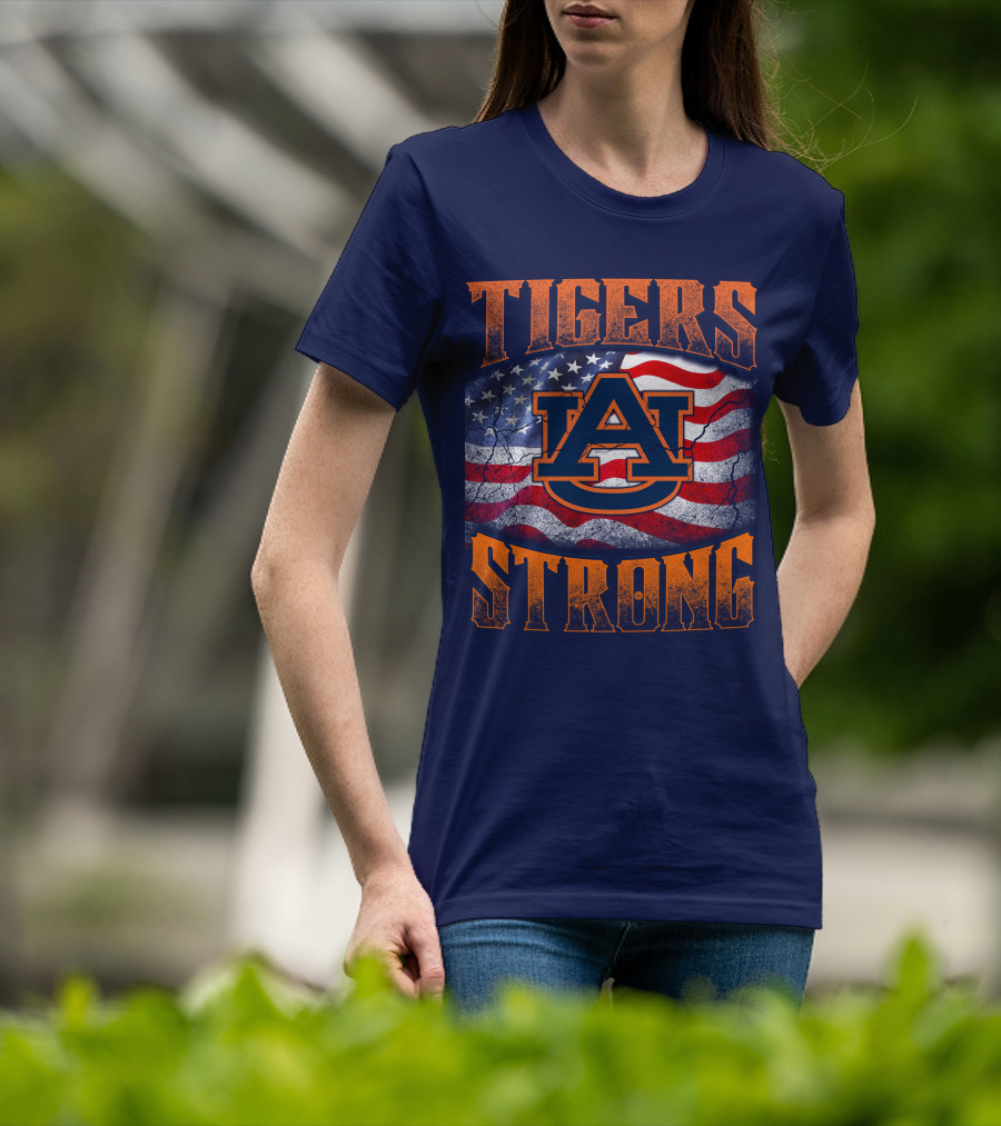 Auburn Tigers Strong American Flag T-Shirt
