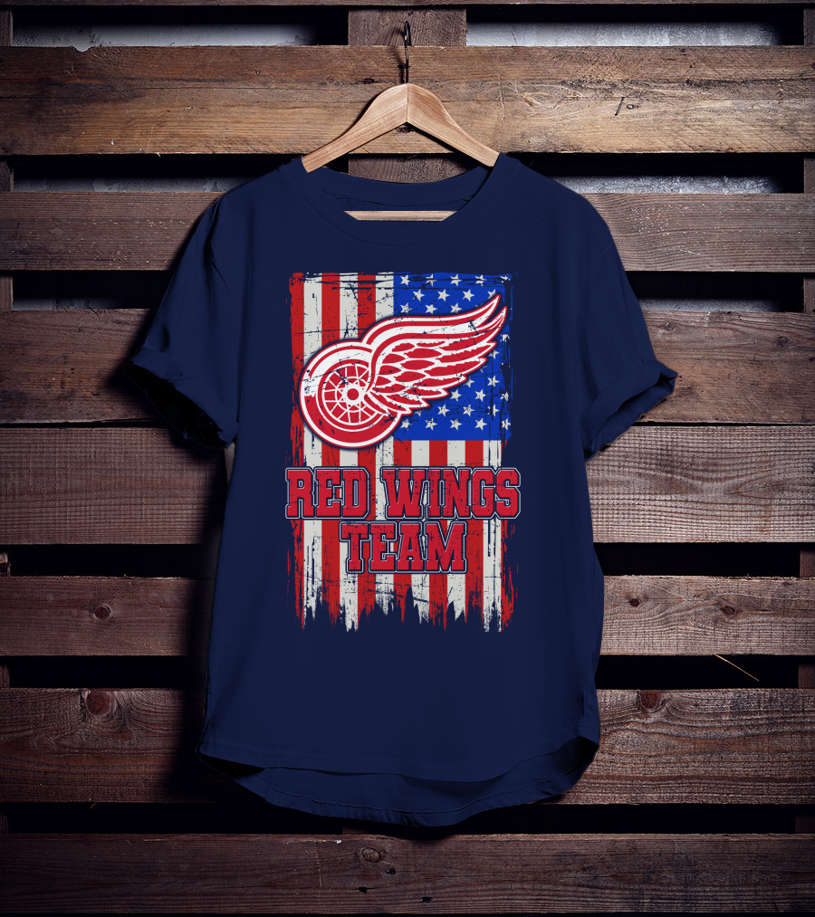 Detroit Red Wings Team American Flag T-Shirt
