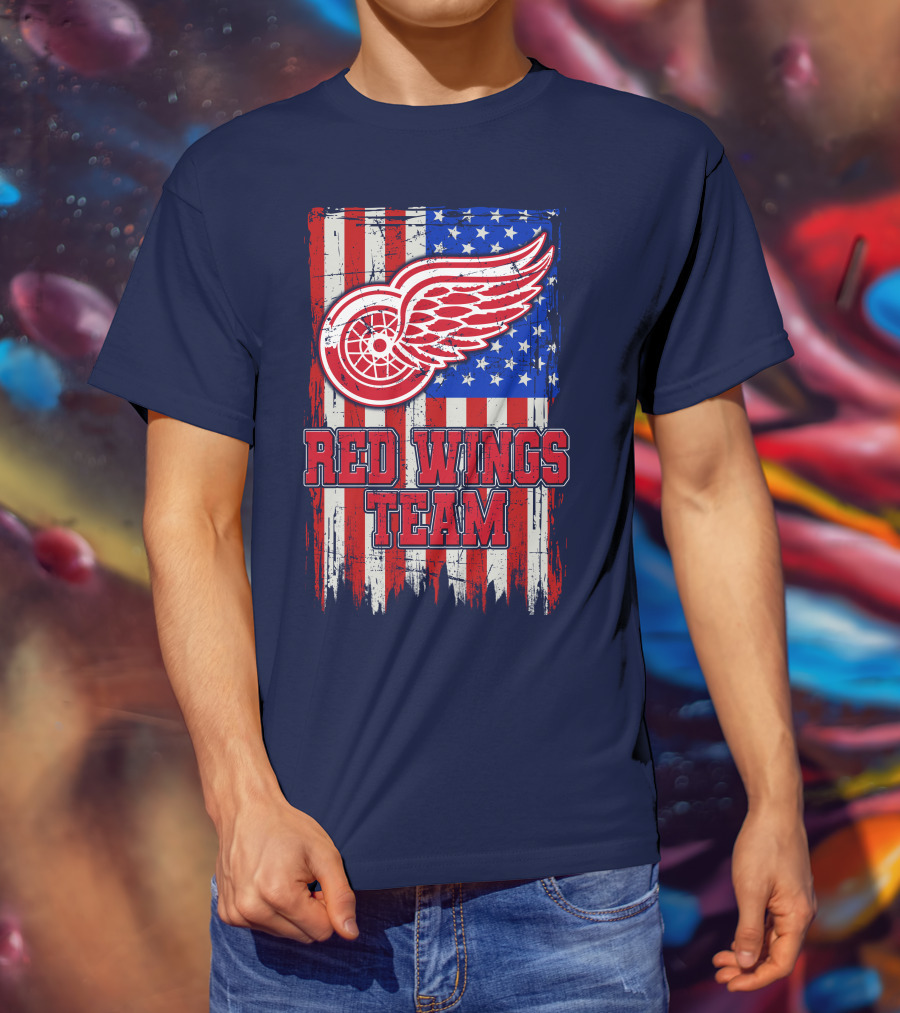 Detroit Red Wings Team American Flag T-Shirt