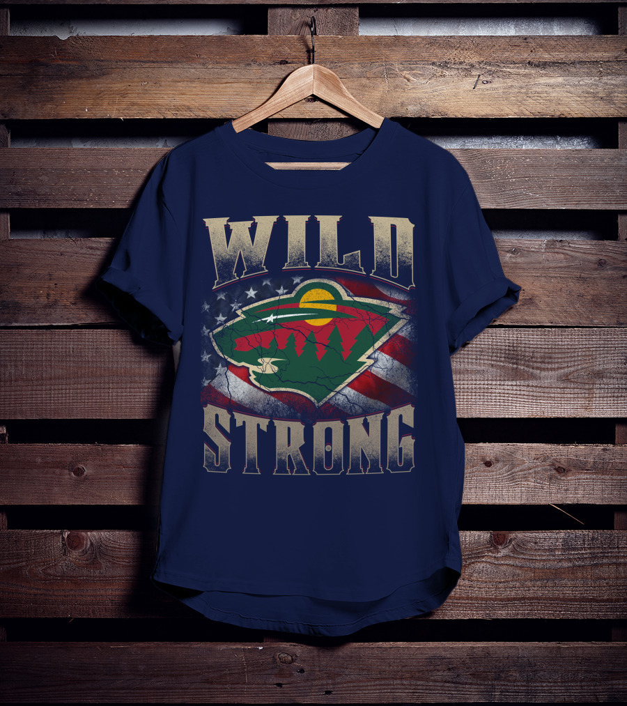 Wild Strong Minnesota Wild Logo American Flag T-Shirt