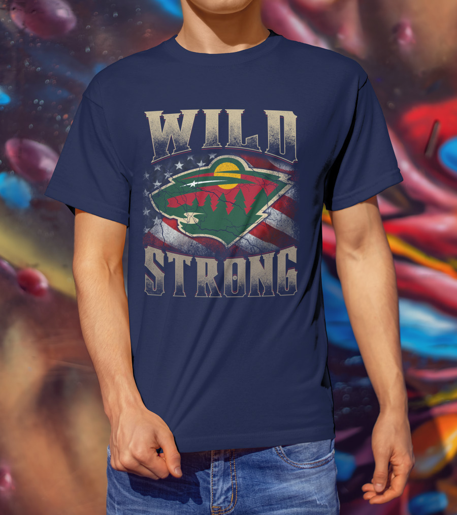 Wild Strong Minnesota Wild Logo American Flag T-Shirt