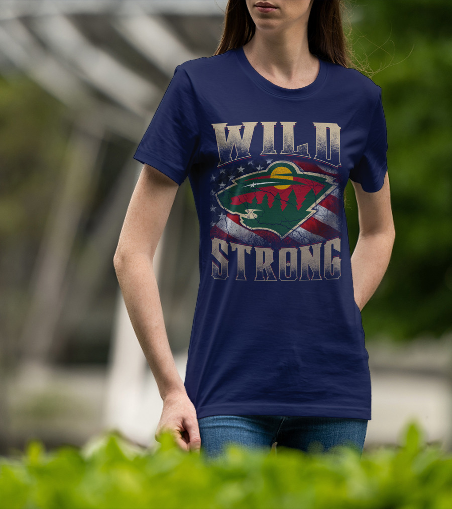 Wild Strong Minnesota Wild Logo American Flag T-Shirt