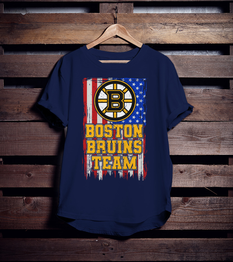 Boston Bruins Team American Flag T-Shirt