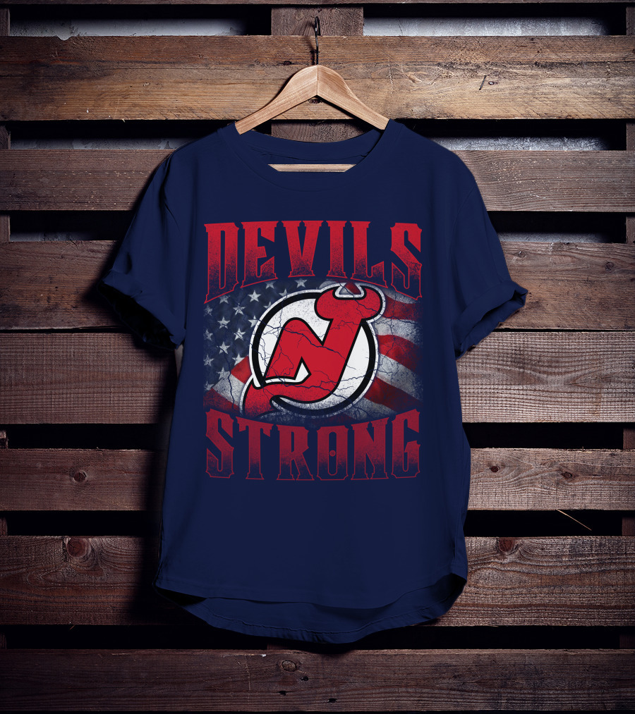 New Jersey Devils Strong Usa Flag T-Shirt