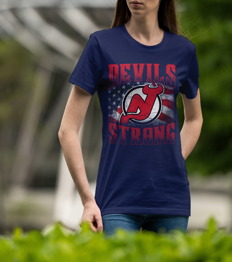 New Jersey Devils Strong Usa Flag T-Shirt