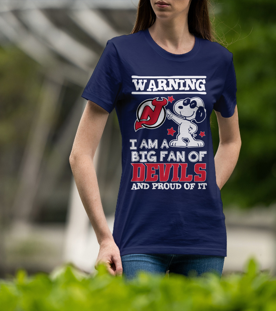 Warning New Jersey Devils Big Fan And Proud Of It T-Shirt