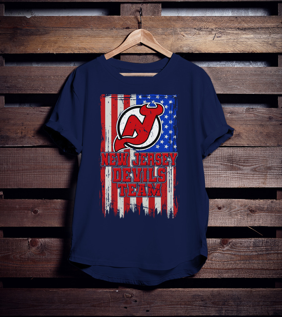 New Jersey Devils Team American Flag T-Shirt