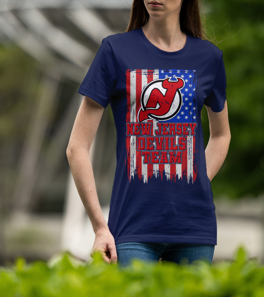 New Jersey Devils Team American Flag T-Shirt