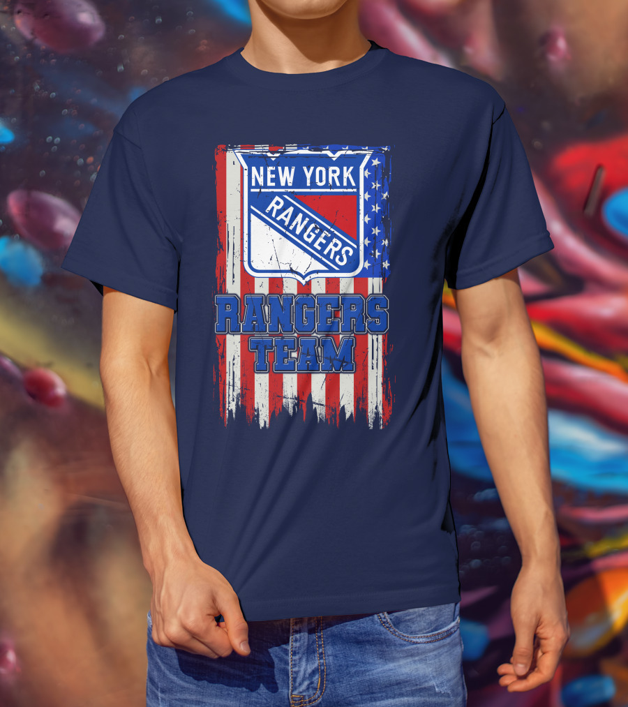 New York Rangers Team American Flag Style T-Shirt