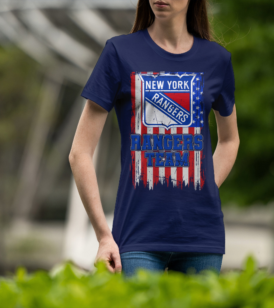 New York Rangers Team American Flag Style T-Shirt