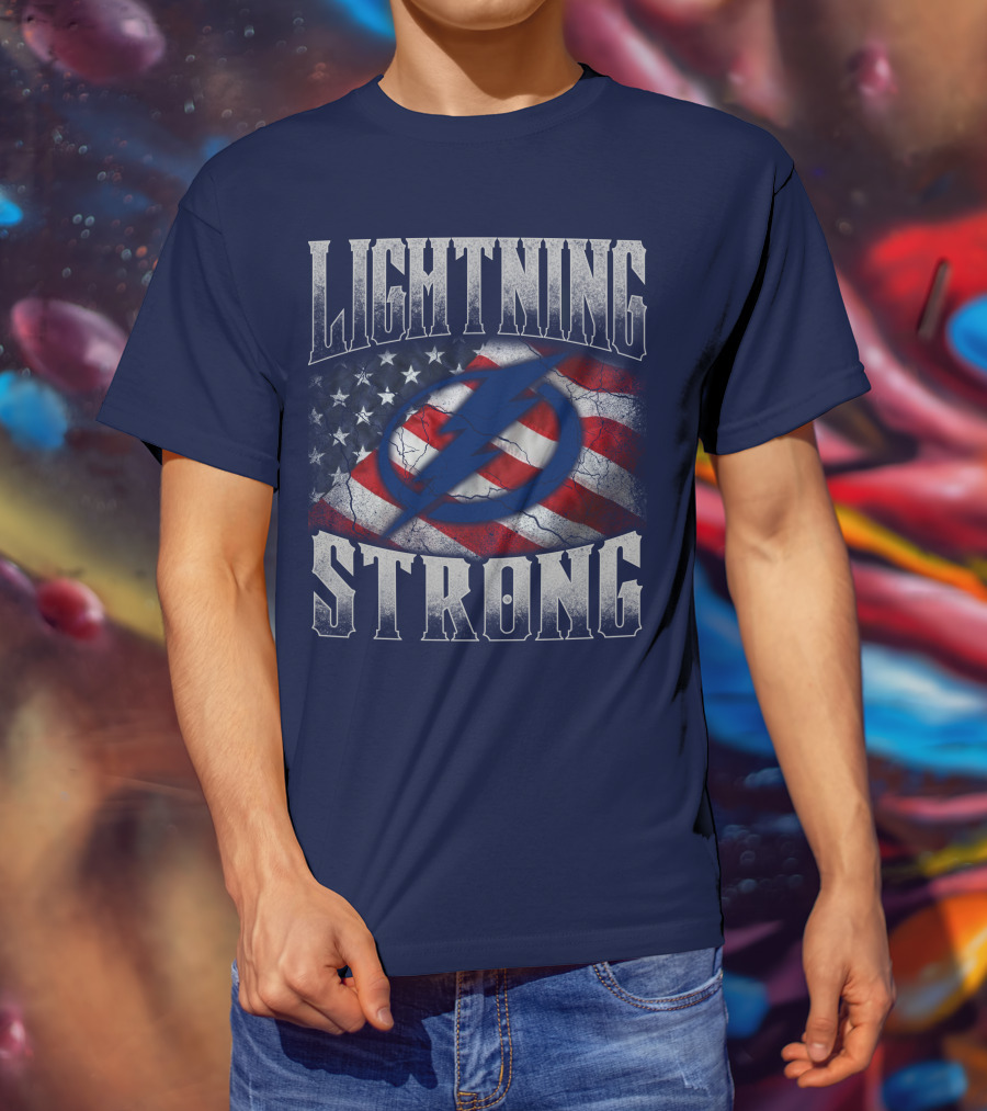 Tampa Bay Lightning Strong American Flag T-Shirt