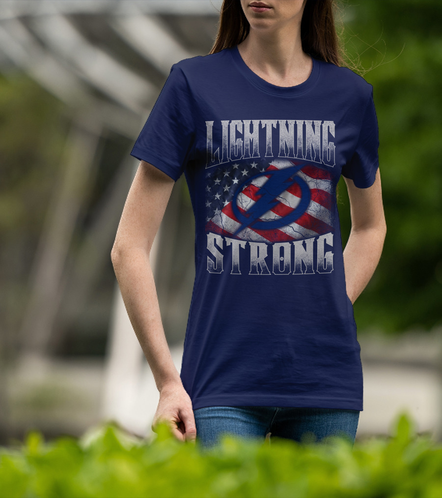 Tampa Bay Lightning Strong American Flag T-Shirt