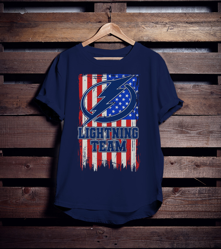 Tampa Bay Lightning Team American Flag T-Shirt