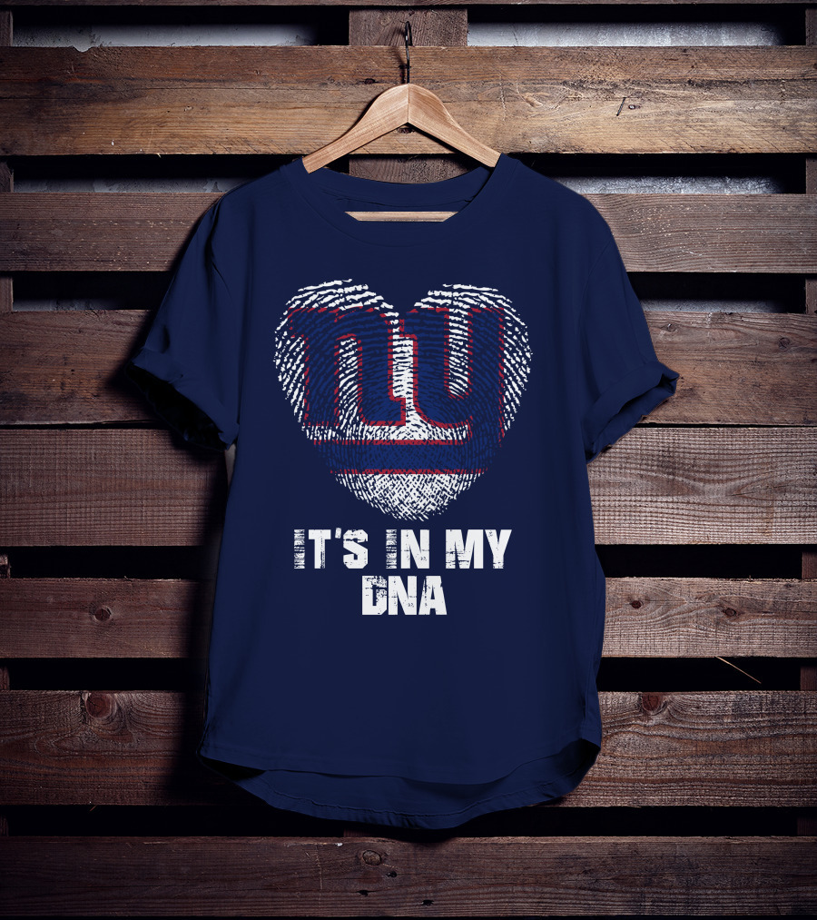New York Giants It's In My Dna Heart Fingerprint T-Shirt