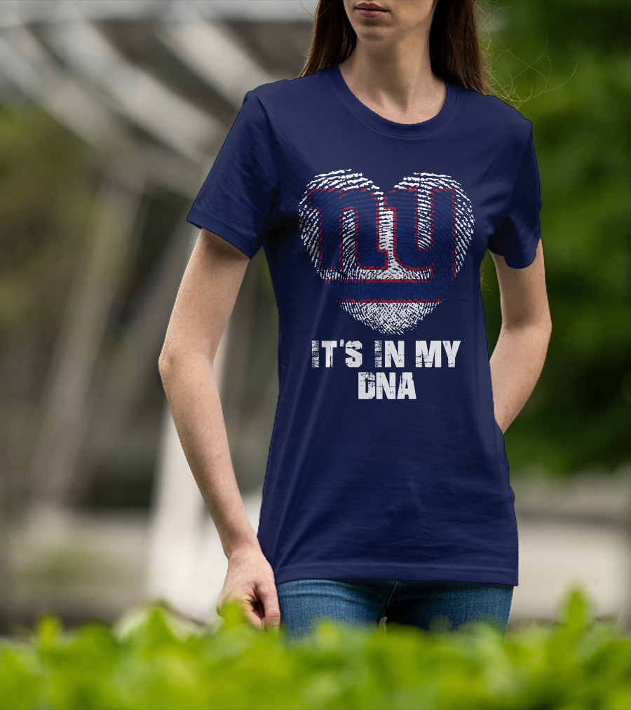New York Giants It's In My Dna Heart Fingerprint T-Shirt