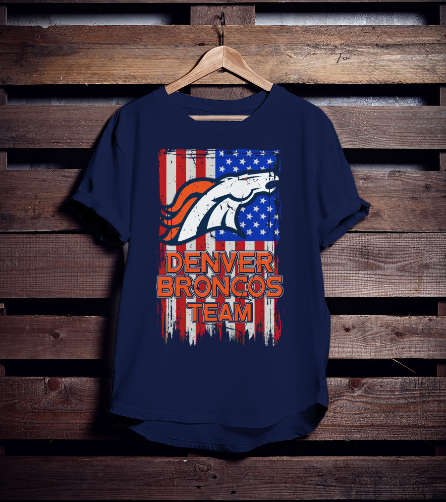 Denver Broncos Team American Flag T-Shirt