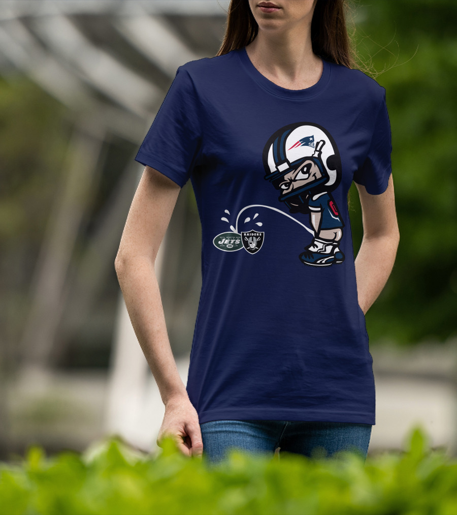 New England Patriots Jets Raiders Rivalry Cartoon T-Shirt