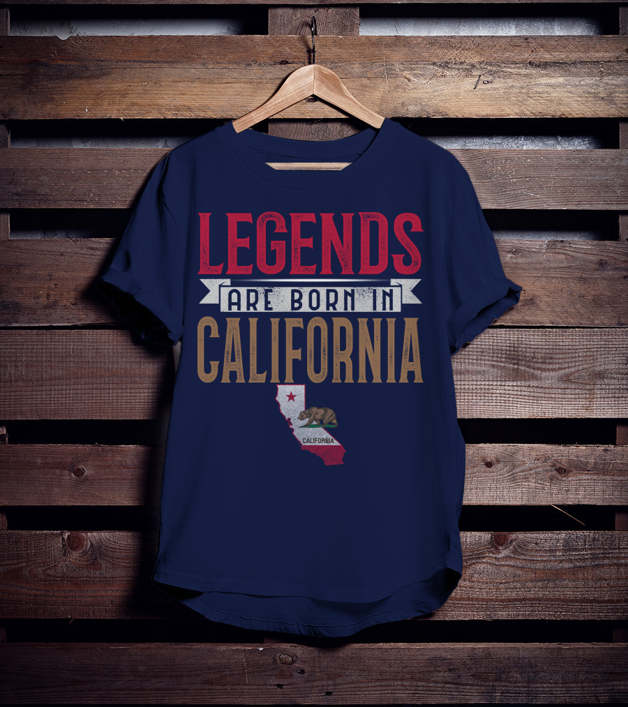 Legends Are Born In California State Flag Bear T-Shirt