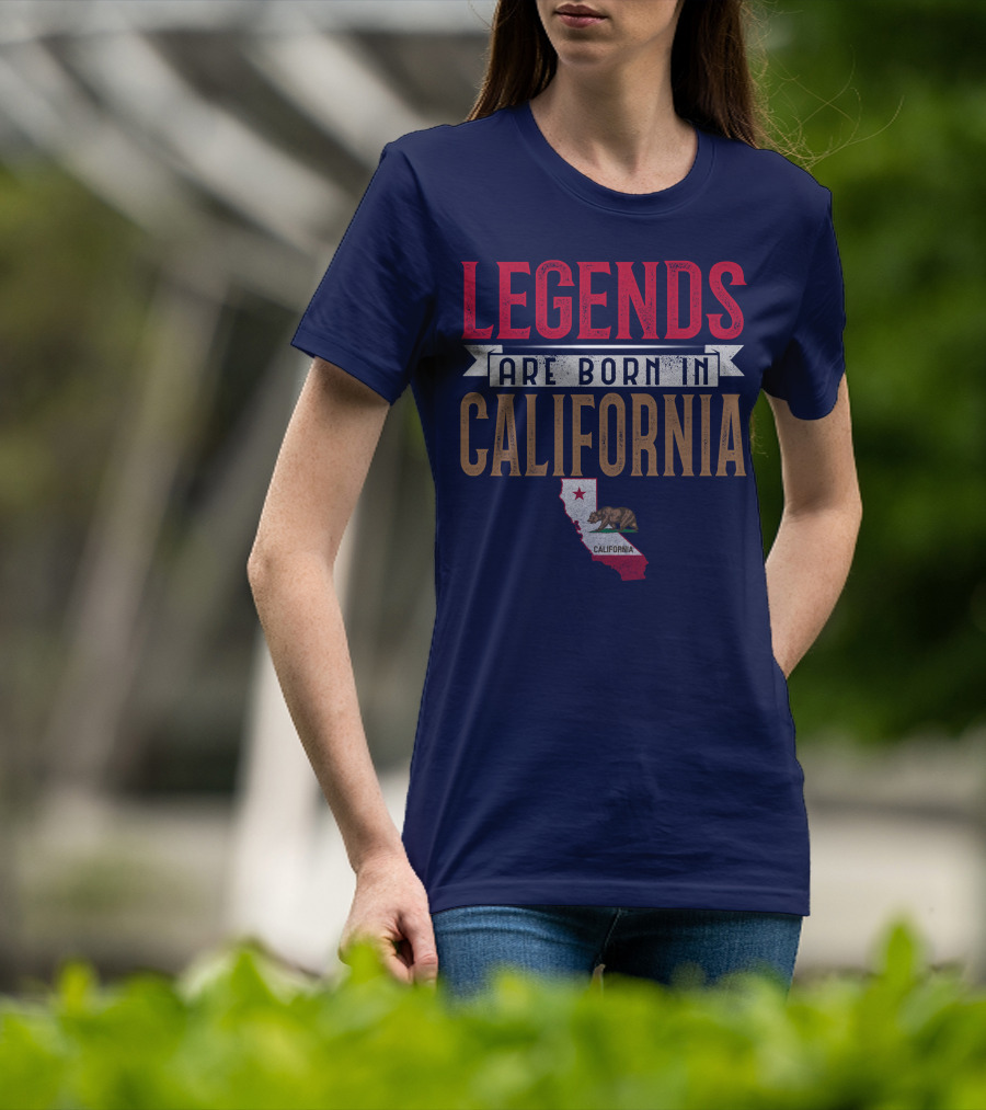 Legends Are Born In California State Flag Bear T-Shirt