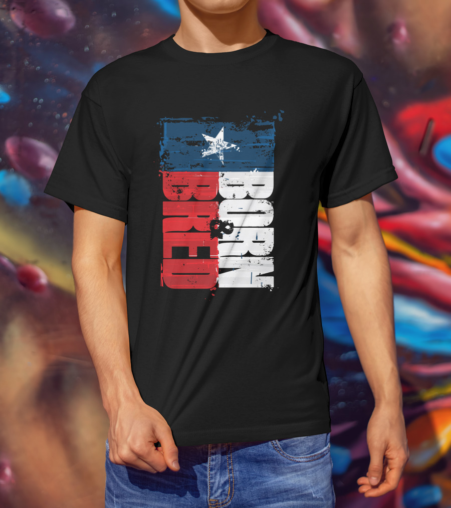 Born & Bred Texas Flag Star Grunge Style T-Shirt