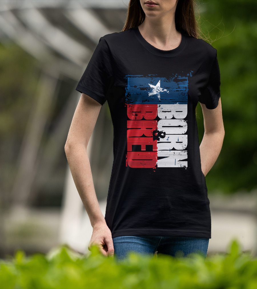 Born & Bred Texas Flag Star Grunge Style T-Shirt