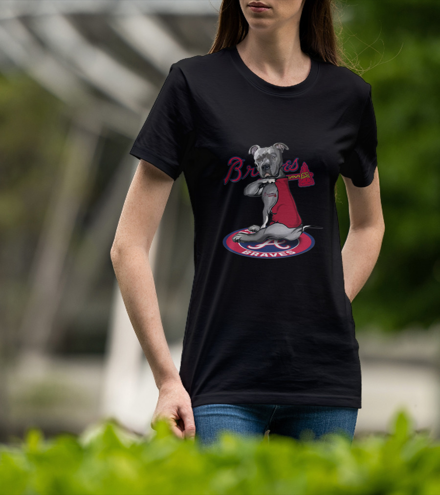 Braves Dog Red Jersey Atlanta Braves Pitbull T-Shirt