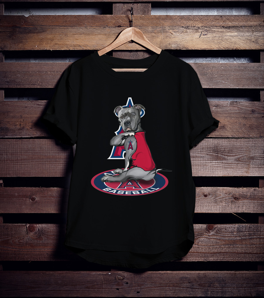 Los Angeles Angels Baseball Dog With Team T-Shirt