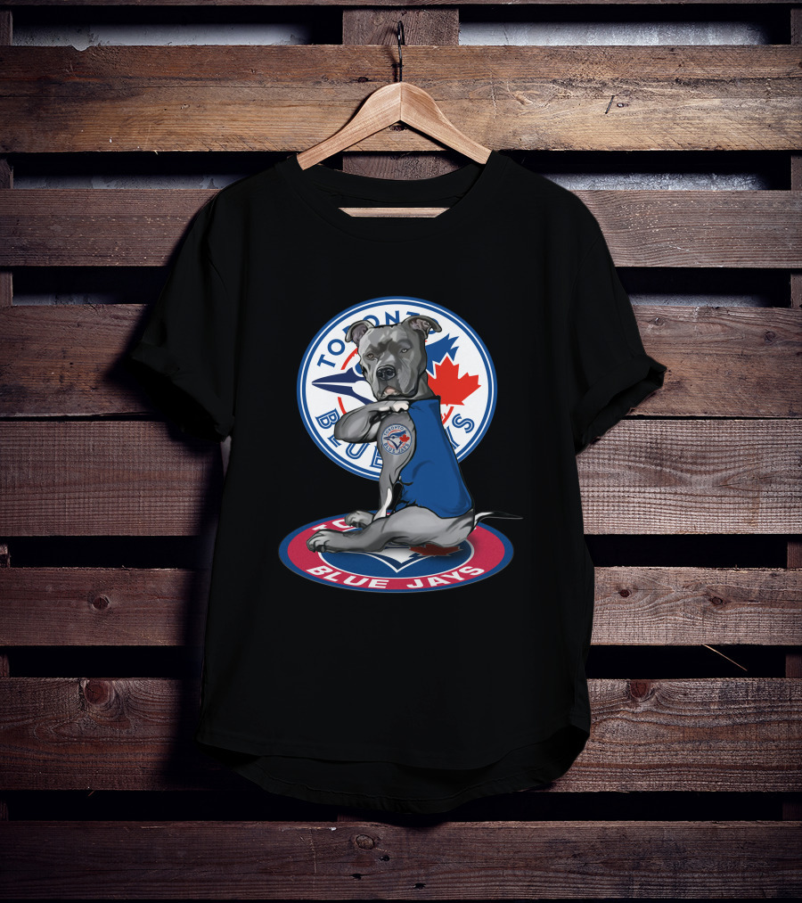 Toronto Blue Jays Dog Mascot With Logo And Canadian Maple Leaf T-Shirt