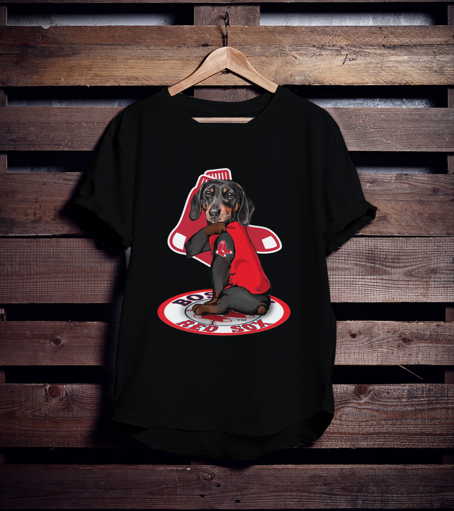 Boston Red Sox Dachshund Sitting On Logo Sox Shirt T-Shirt