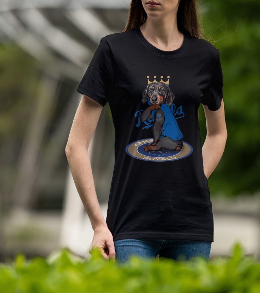 Kansas City Royals Dachshund With Crown And Jersey T-Shirt