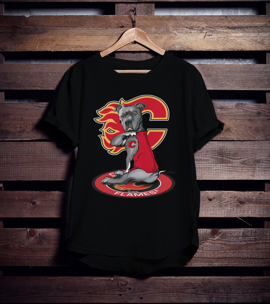 Calgary Flames Dog Logo Nhl T-Shirt