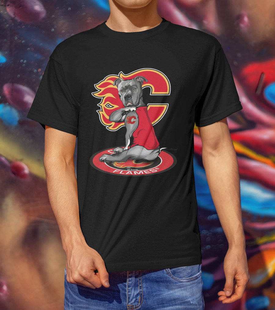 Calgary Flames Dog Logo Nhl T-Shirt