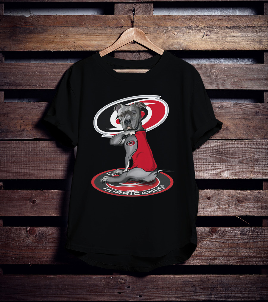 Carolina Hurricanes Dog With Logo Red And Black T-Shirt