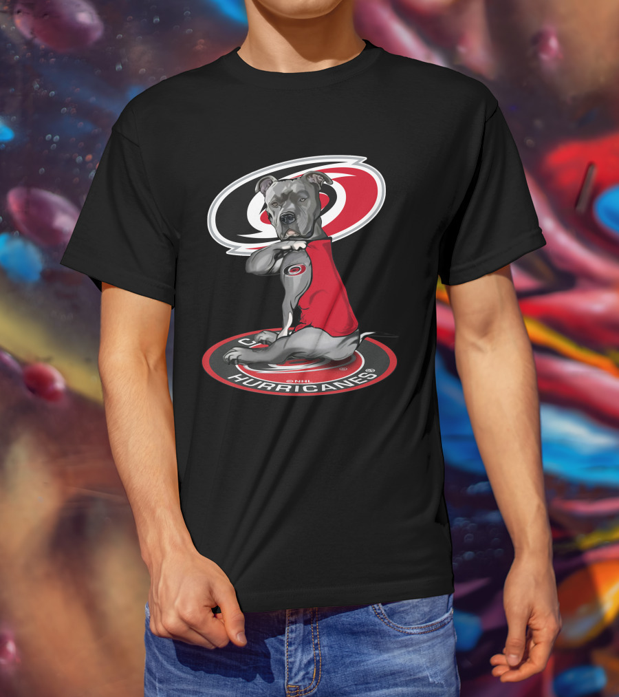 Carolina Hurricanes Dog With Logo Red And Black T-Shirt