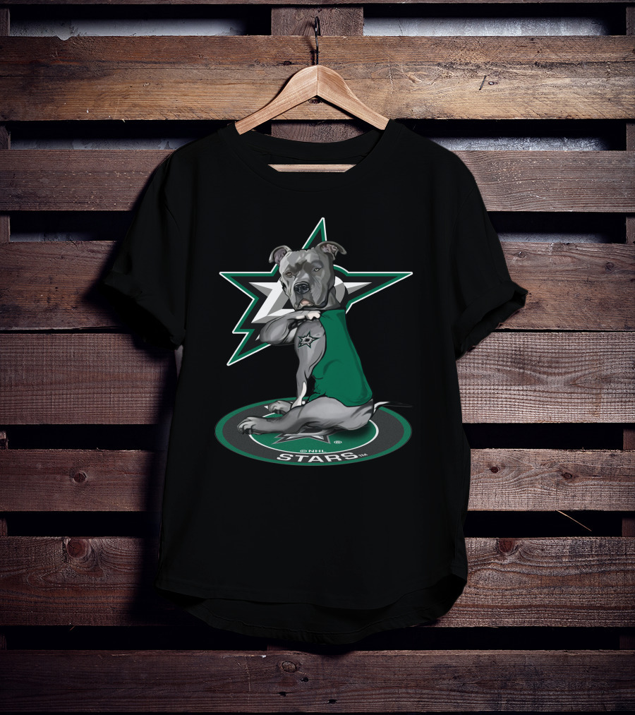 Nhl Dallas Stars Dog With Star Logo And Green Jersey T-Shirt