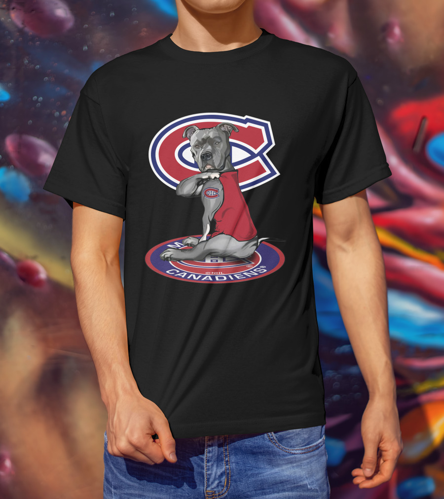 16 Montreal Canadiens Dog With Logo And Jersey T-Shirt